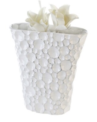 Casablanca Casablanca Vaso Coral H 38 CM da Fiori Argento-Bianco Decorazione Tavolo 