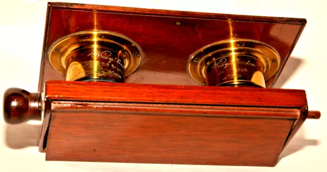 Antique Vintage Wray London Stereo Lens Set Sequential Numbers & Flap Shutter.