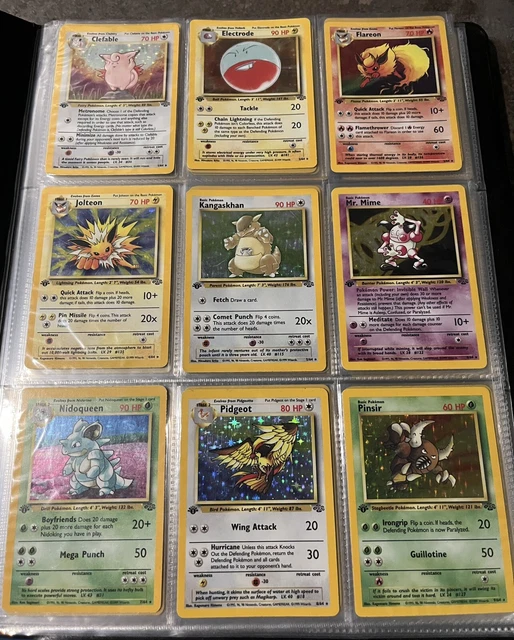 1. Auflage Dschungel Set komplett 64/64 fast neuwertig Pokémon Karten in Bulbasaur Buch