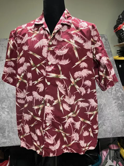 VTG.NEWT At The Royal Honolulu Men-XL Maroon/Pink Floral Hawaiian Shirt. EUC.