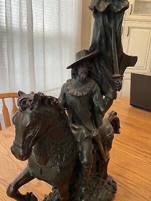 DON QUIXOTE or PONE DE LEON on horse large resin statue figure 24 Inches