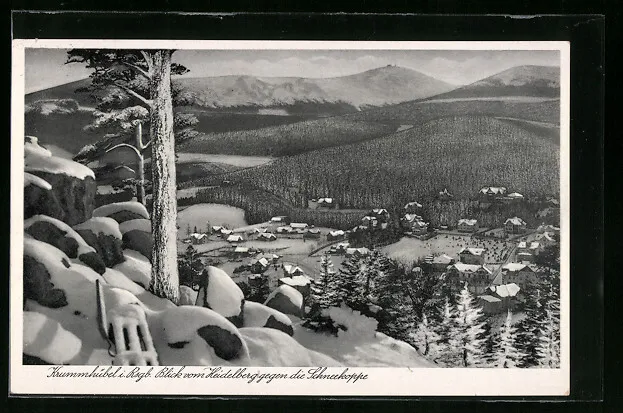 AK Krummhübel /Riesengeb., Blick vom Heidelberg gegen die Schneekoppe 1938