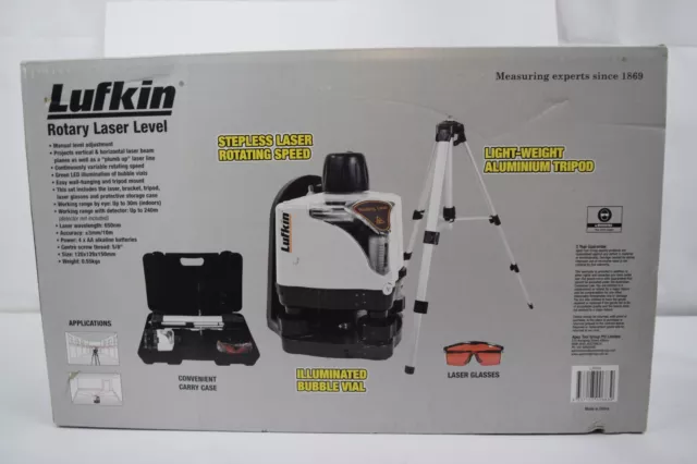 Lufkin Rotary Laser Level LR500 Kit Carry Case Laser Glasses Tripod BRAND NEW 3