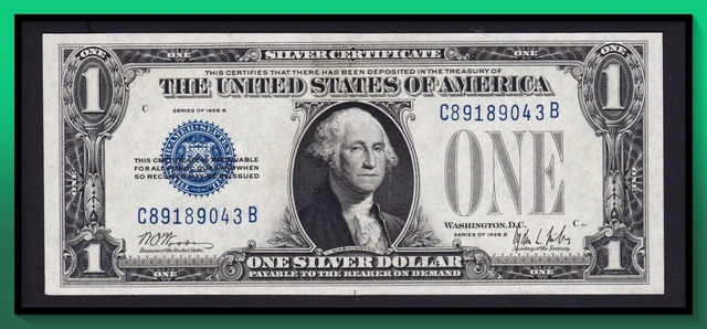 1928B $1 Silver Certificate *FUNNY BACK* AU - UNC