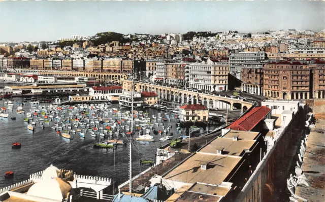 Lot135 africa algeria alger general view and harbor real photo boat
