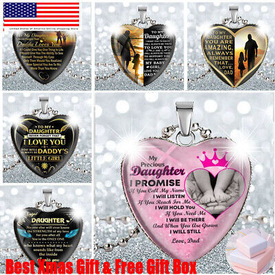 To My Daughter Heart Necklace Birthday Christmas Xmas Gift from Dad Father Daddy