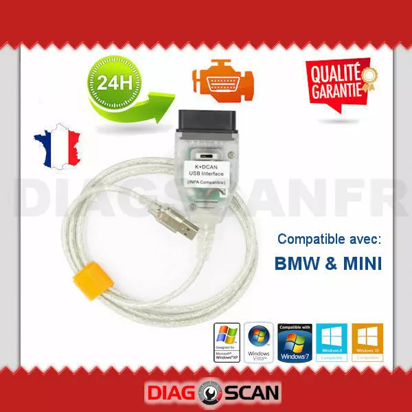 Interface OBD2 K+DCAN KDCAN COMPATIBLE AVEC ISTA INPA pour BMW MINI avec SWITCH