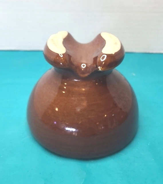 Vintage Brown Ceramic Porcelain Saddle Pinco 63 Insulator