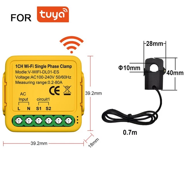 Smart WiFi Switch with Current and Voltage Monitoring for Home Appliances
