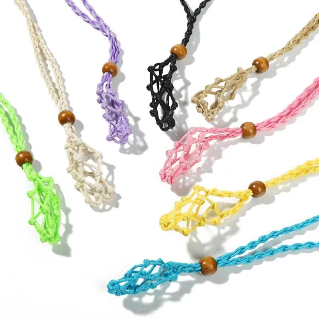 Empty Crystal Stone Holder Woven Necklace Rope Cord Pendant Net DIY Jewelry