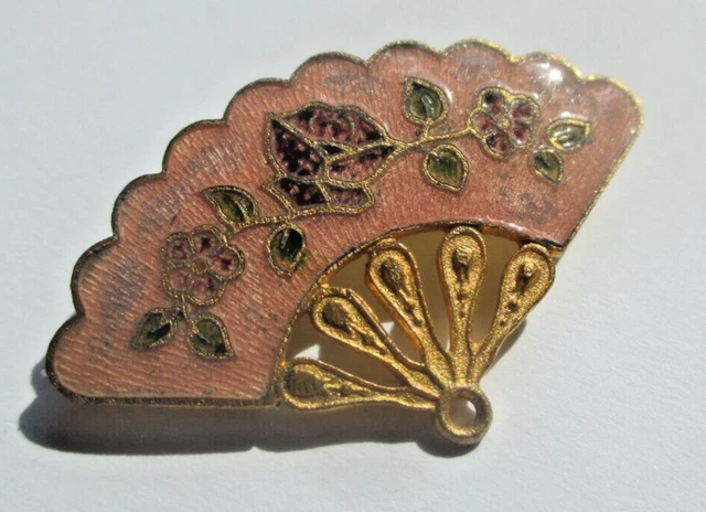 Broche Ronde Vintage En émail Cloisonné Pastel - Couleur Or - Bijou Fantaisie Années 70/80
