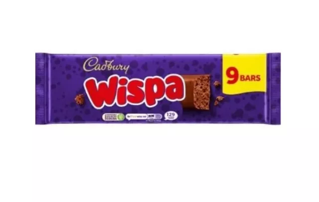 2 x Wispa Chocolate Bar 9 Pack 213.3g Delicious Tasty And Twisty