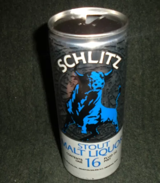 Rare Schlitz STOUT Malt Liquor Beer 1970's Vintage 16 Ounce "Ring Pull" Beer Can