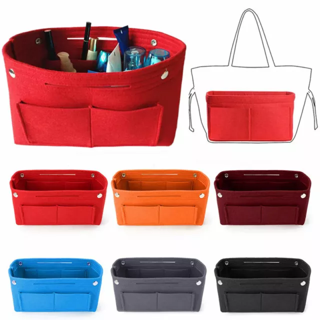 Women Organizer Handbag Felt Travel Bag Insert Liner Purse Organiser Pouches 2