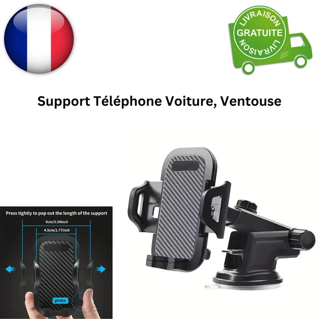 Support Téléphone Ventouse Avec Miroir - Pour Voiture, Bureau, Mur - En Silicone, Fixation Forte - Transparent/noir/blanc