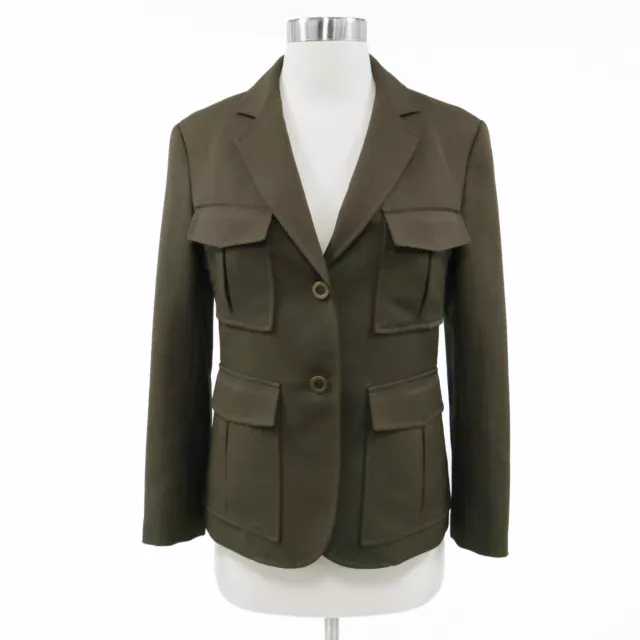 Theory Safari Blazer Jacket Womens 2 Olive Green Lackman Prospective Pockets