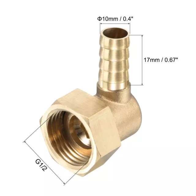 2 Messingschlauch Ellbogen 10mm Widerhaken x G1/2 Schwenkmutter Rohrverbinder 2