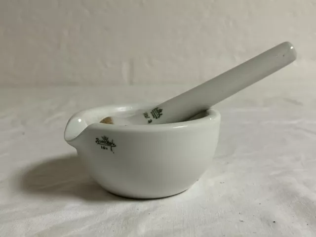 Rosenthal Reibschale Mörser mit Pistill für Küche & Labor Ø10cm Pistill 15cm