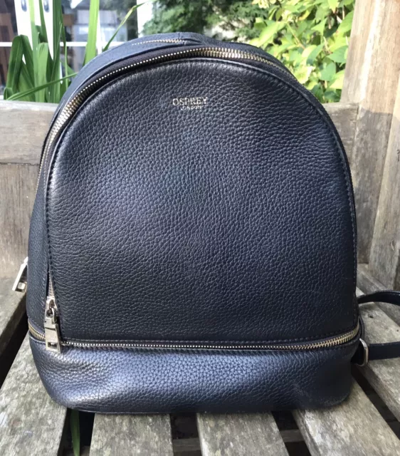 OSPREY LONDON BLACK Leather Backpack Rucksack Bag Floral Lining 19.00 PicClick UK