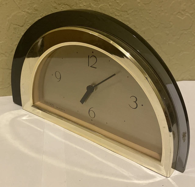 SEIKO QUARTZ BATTERY Operated Mantle Clock Gold Tone Mid Century Modern
