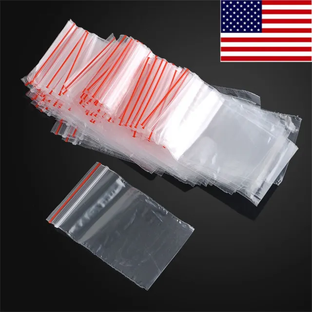 Bulk 100Pcs Plastic Zipper Clear Bags 1.5" X 2.4" Jewelry Gift Package Set USA