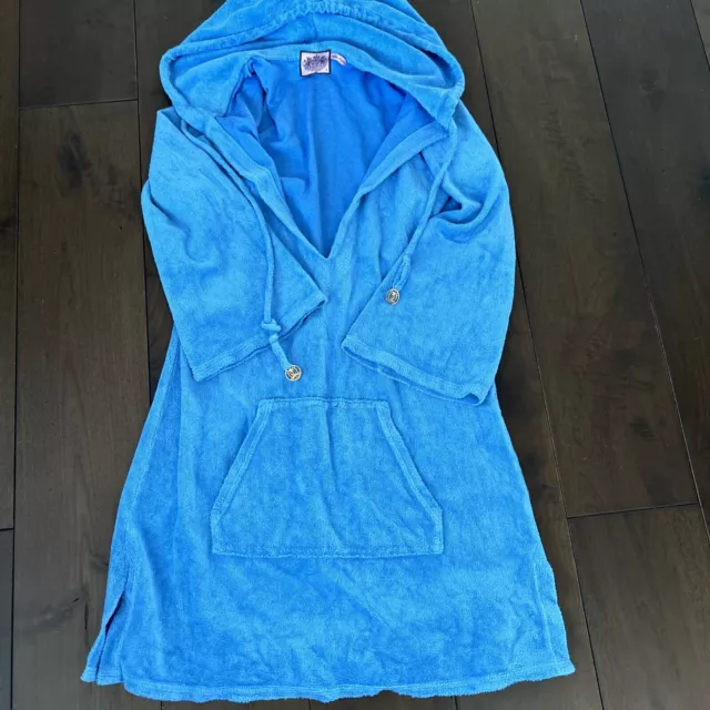 NWT Juicy Couture Turquoise Terry Hooded Tunic Small