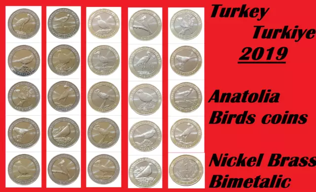 Türkei Türkenmünzen 1 Kurus 2019 Bimetallisch Anatolien Vögel Tit Kestrell Darter