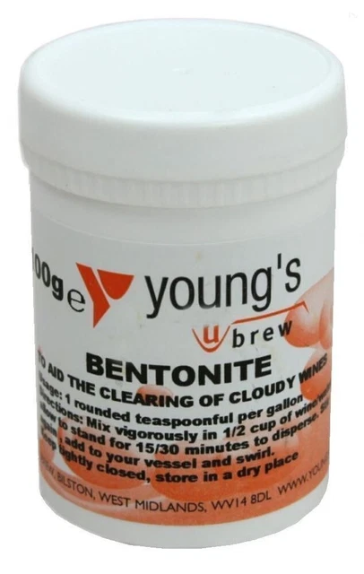 YOUNG'S Bentonite - Vasca richiudibile 100 g - E558 - Assorbitore proteine ​​pectina
