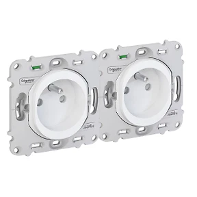 Ovalis-double prise de courant-2P+T-horizontal 71mm-sans plaque Blanc S261069