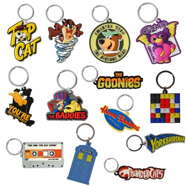 Retro Novelty Keyrings. Cool Funky TV Film PVC Enamel Keychain Ideal Small Gift