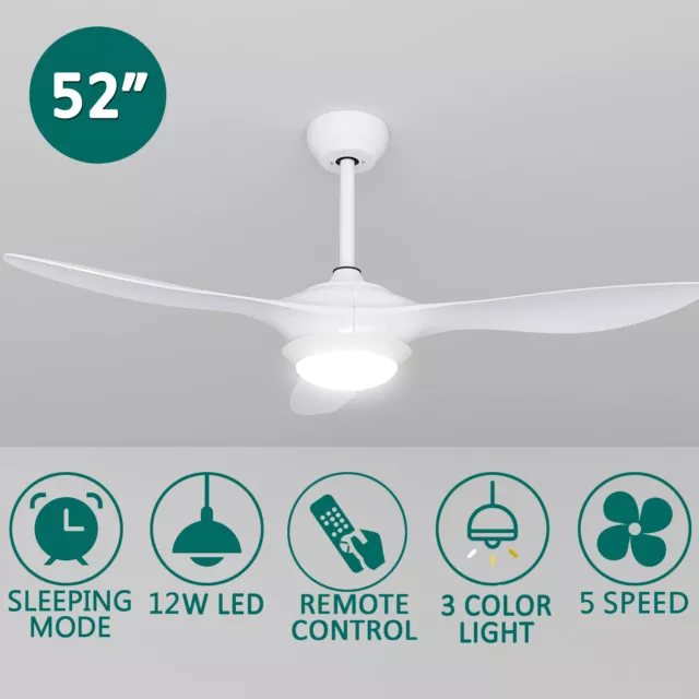 52'' DC Ceiling Fan Fans 1300mm Light Wall Remote Control Fans Kit 3 Blades