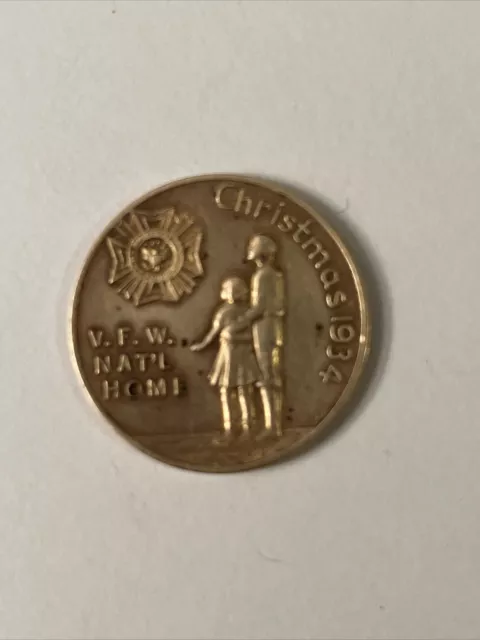Vintage Coin Token  VFW NATIONAL HOME CHRISTMAS 1934 GOOD LUCK token. Our t2046