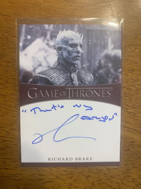 Game Of Thrones Richard Brake Auto Signed Inscription Night King Rittenhouse