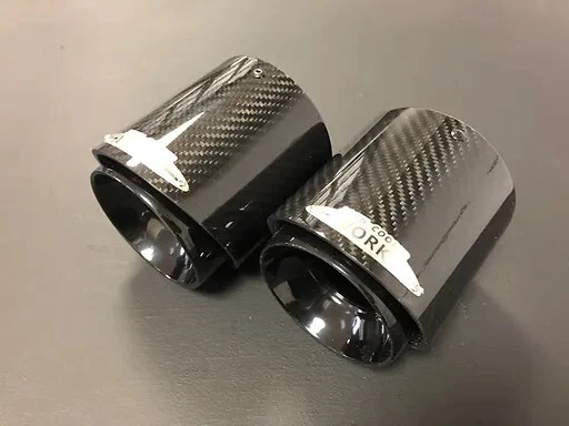 MINI JCW STYLE Exhaust Tips (Pair) Carbon Fibre Gloss F55 F56 F57 Uk ...
