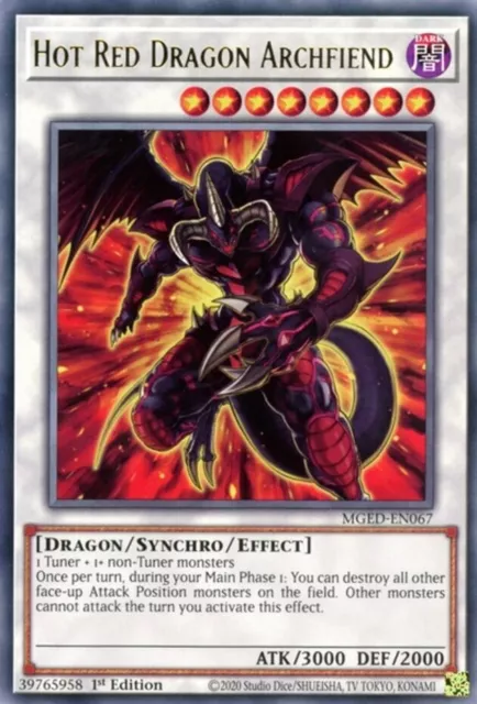 Yugioh! Hot Red Dragon Archfiend - MGED-EN067 - Rare - 1st Edition Near Mint, En