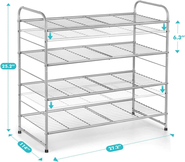 Verstellbares 4-stufiges Metall Schuhgestell Organizer, stapelbare Schuhaufbewahrung *BRANDNEU*