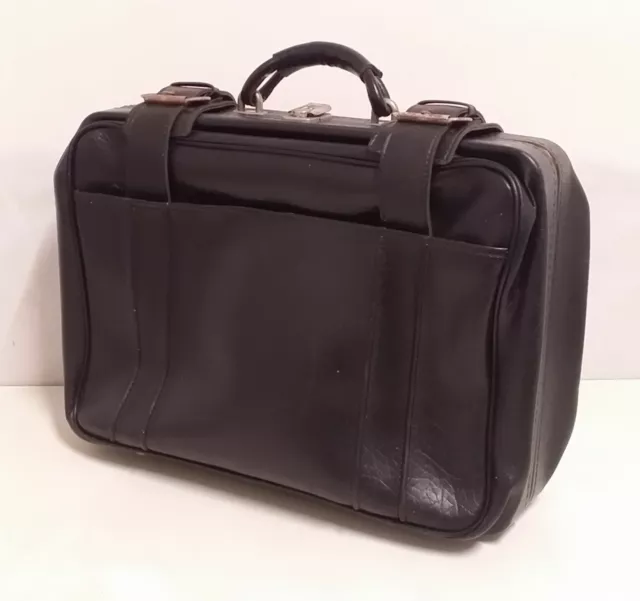 alter Reisekoffer Koffer Handgepäck Reisetasche Tasche Kunstleder schwarz