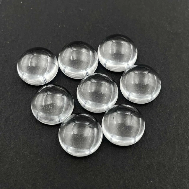 Naturel Cristal Quartz Rond Cabochon Desseré Gemme Lot 8 Pièces 9.5 MM 25 CT