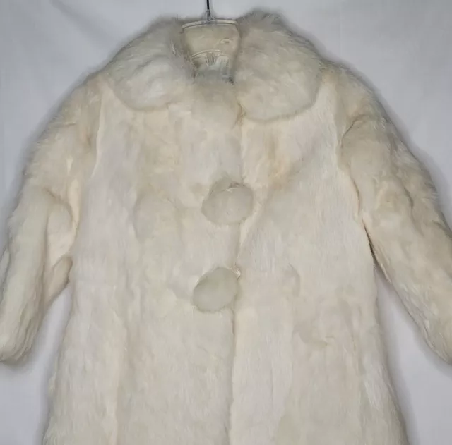 Princess Caravelle Girls Sz 6X Vintage White Rabbit Fur Coat Holiday Easter New