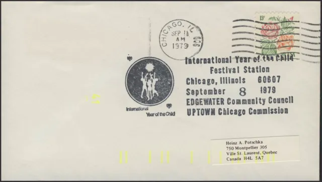 USA: Flowers, Letter with SSt Festival Station Chicago, Yellow Coding 41 S