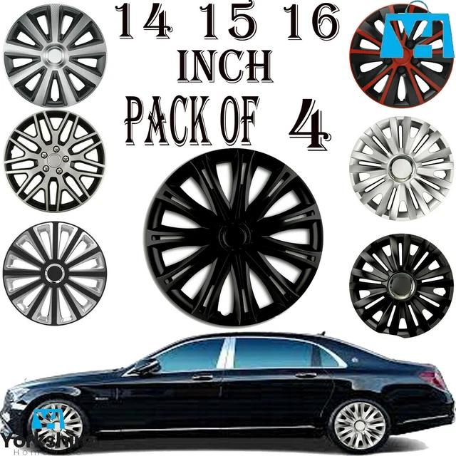 Pack of 4 14 15 16 " WHEEL TRIMS TYRE HUB CENTRE CAPS PLASTIC COVERS CAR PARTS