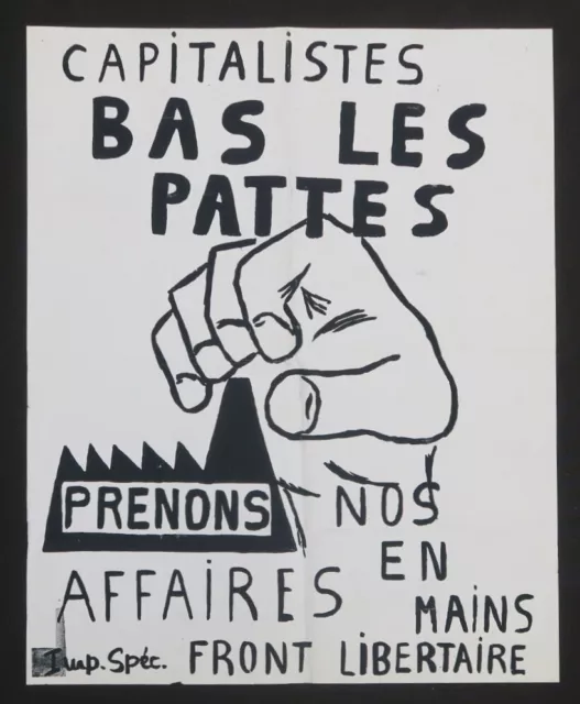 Affiche originale mai 68 CAPITASLITES BAS LES PATTES poster may 1968 622