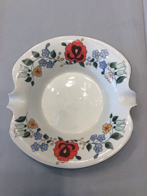 Kalocsa Handpainted Porcelain Floral Design Pin Dish Ashtray Made in Hungary New