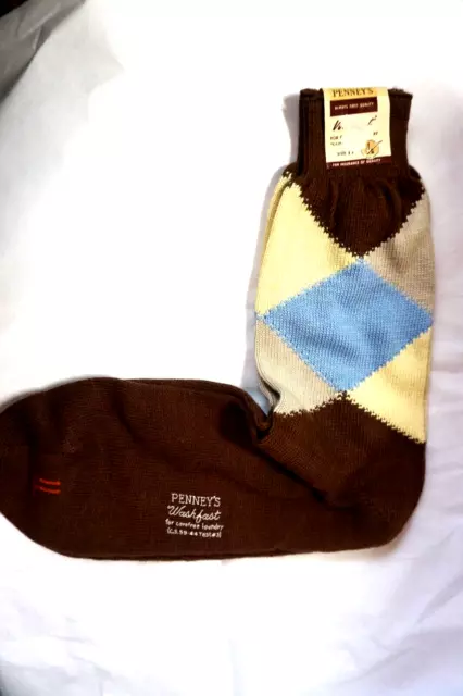 JC PENNEY'S VINTAGE Washfast 1 Pair Argyle Socks /Size 11/New/Nos $7.99 ...