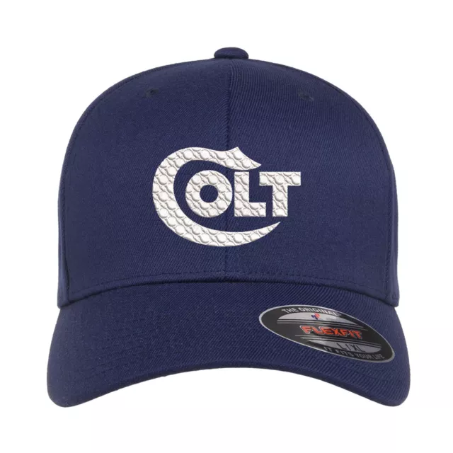 Colt Gun Rifle Logo Embroidered Flexfit Fitted Ball Cap Hat Black Olive Navy