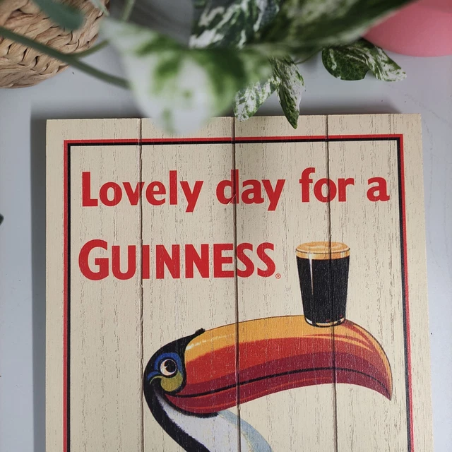 Déco Murale Guinness Plaque Métal Guinness Bouchon Bouteille Toucan - Décoration Bar 28x28cm