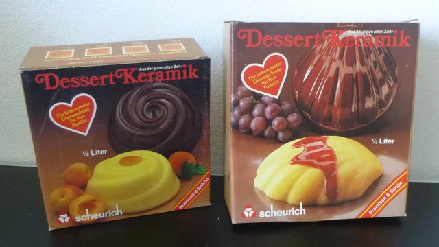 2 pezzi stampi budino Scheurich, conchiglia e dessert rotondo ceramica da coccolare