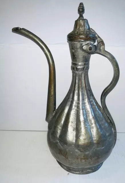 Antique Islamic Aftabeh Persian Turkish Ewer Copper Pitcher Middle Eastern Jug