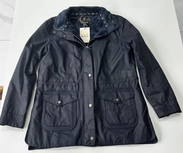 Barbour Southwold Wax Jacket Size 10 Navy Coat Brand New
