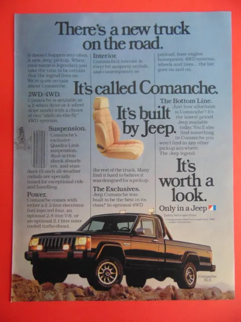 1986 JEEP COMANCHE New Truck On The Road photo art print ad